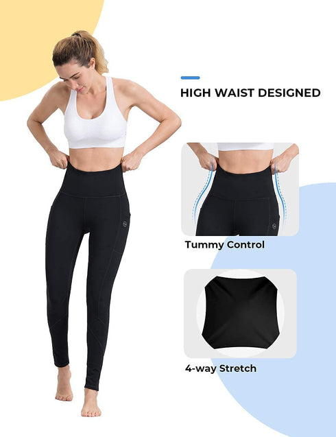 High Waisted Tummy Control Leggings-Yoga-Pants with Pockets Leggings for Women Workout Squat Proof Tights